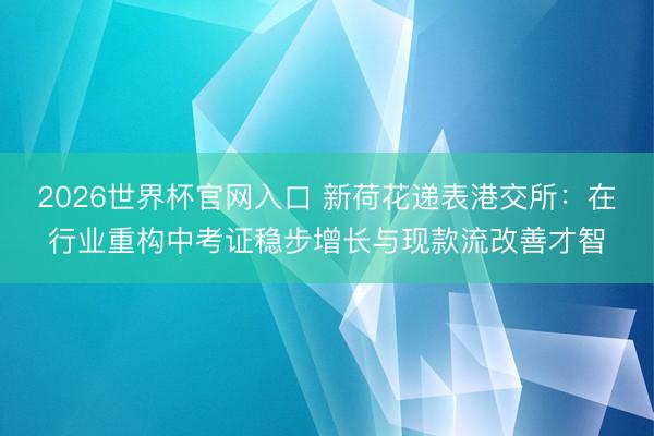 2026世界杯官网入口 新荷花递表港交所：在行业重构中考证稳步增长与现款流改善才智