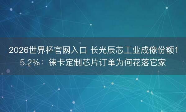 2026世界杯官网入口 长光辰芯工业成像份额15.2%：徕卡定制芯片订单为何花落它家