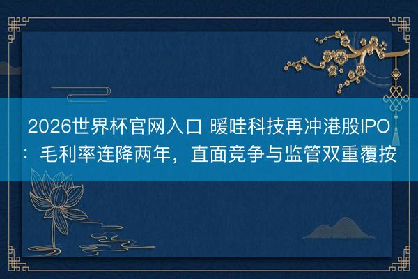 2026世界杯官网入口 暖哇科技再冲港股IPO：毛利率连降两年，直面竞争与监管双重覆按