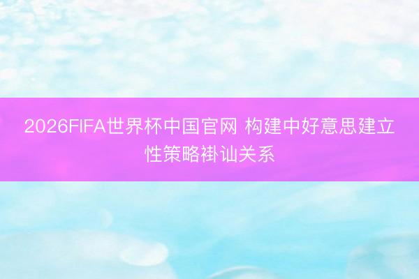 2026FIFA世界杯中国官网 构建中好意思建立性策略褂讪关系