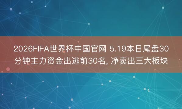 2026FIFA世界杯中国官网 5.19本日尾盘30分钟主力资金出逃前30名， 净卖出三大板块
