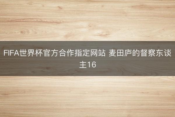 FIFA世界杯官方合作指定网站 麦田庐的督察东谈主16