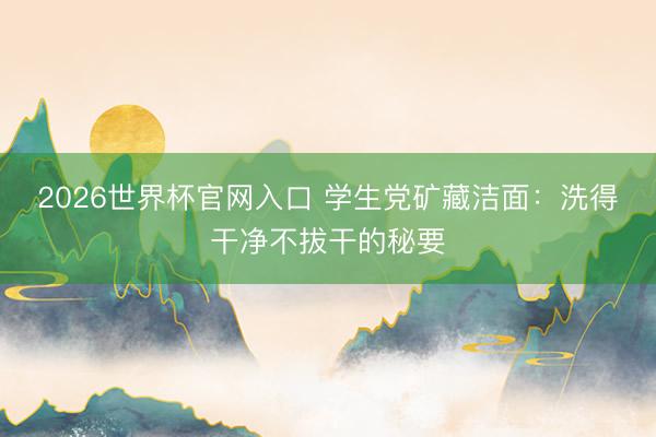 2026世界杯官网入口 学生党矿藏洁面：洗得干净不拔干的秘要