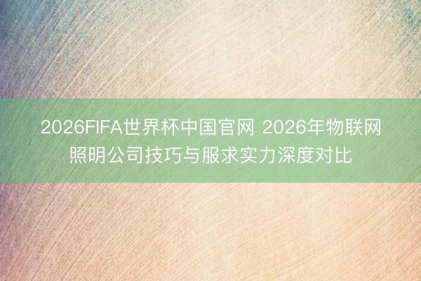 2026FIFA世界杯中国官网 2026年物联网照明公司技巧与服求实力深度对比