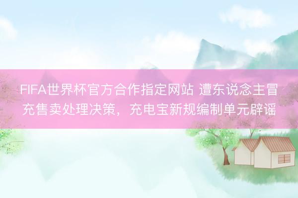 FIFA世界杯官方合作指定网站 遭东说念主冒充售卖处理决策,充电宝新规编制单元辟谣